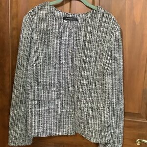 Elegant Black and White Tweed Blazer